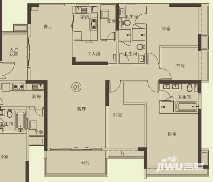 星晨时代豪庭5室2厅3卫190.5㎡户型图