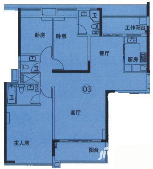 星晨时代豪庭3室2厅0卫144.3㎡户型图