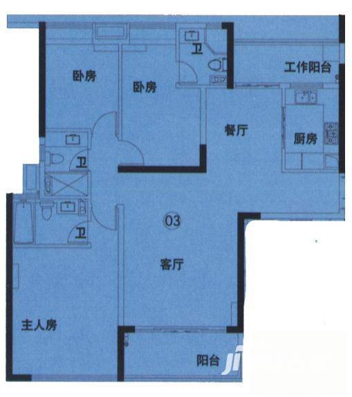 星晨时代豪庭3室2厅0卫146㎡户型图