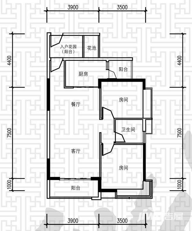 科城山庄普通住宅85㎡户型图