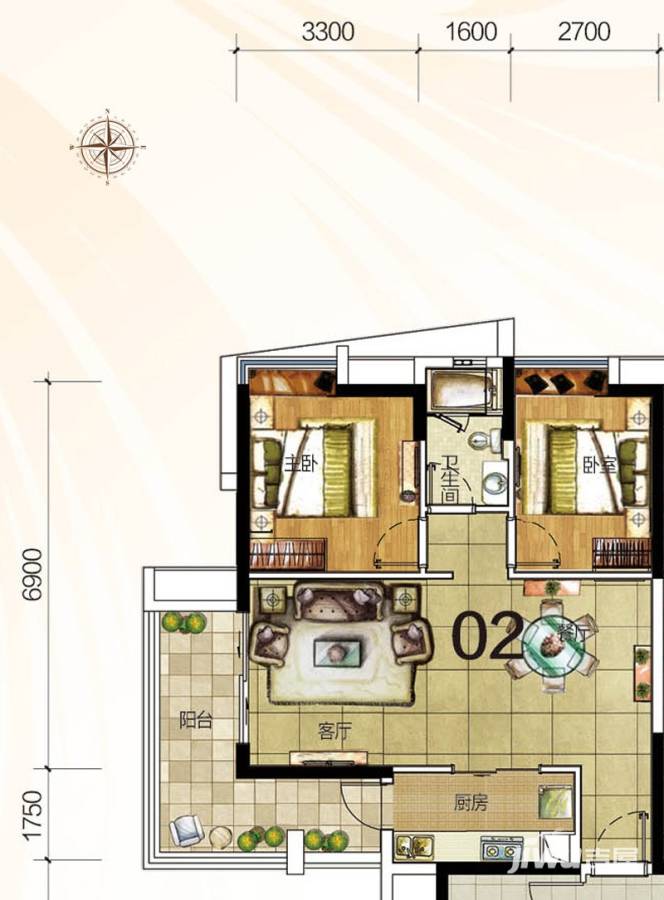 御金沙普通住宅87㎡户型图