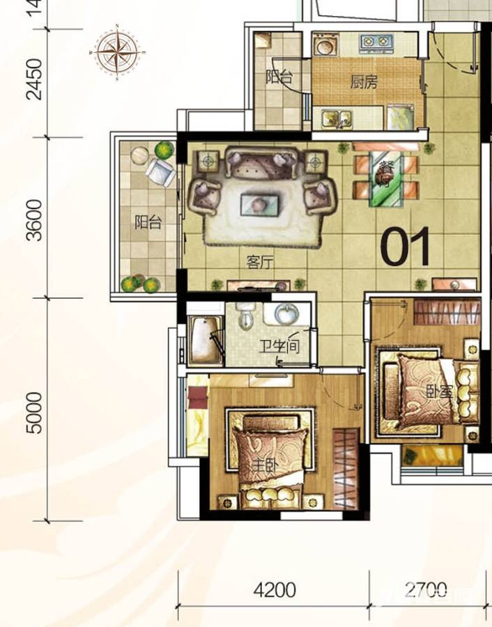 御金沙普通住宅86㎡户型图