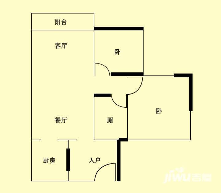 御金沙2室2厅1卫81㎡户型图