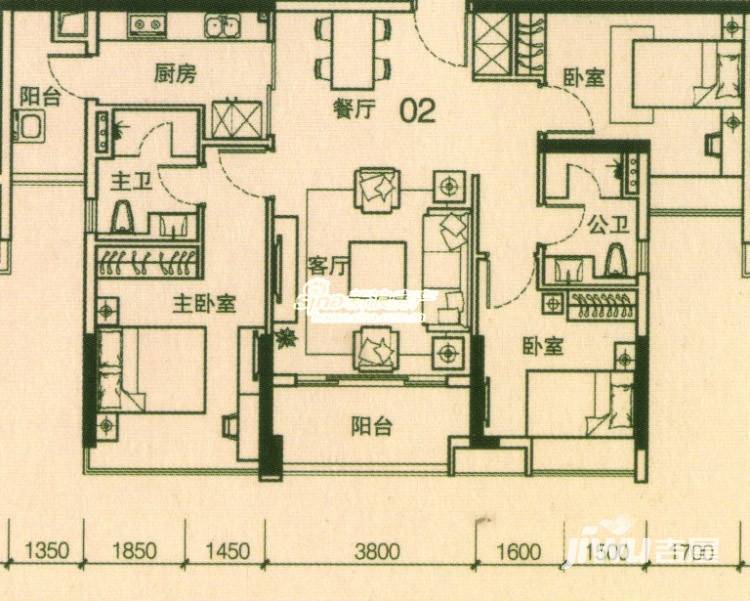 海伦春天普通住宅105㎡户型图