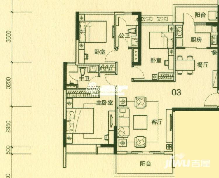 海伦春天普通住宅117.7㎡户型图