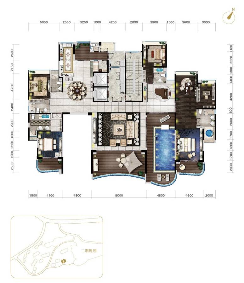 雅居乐富春山居5室2厅5卫482㎡户型图