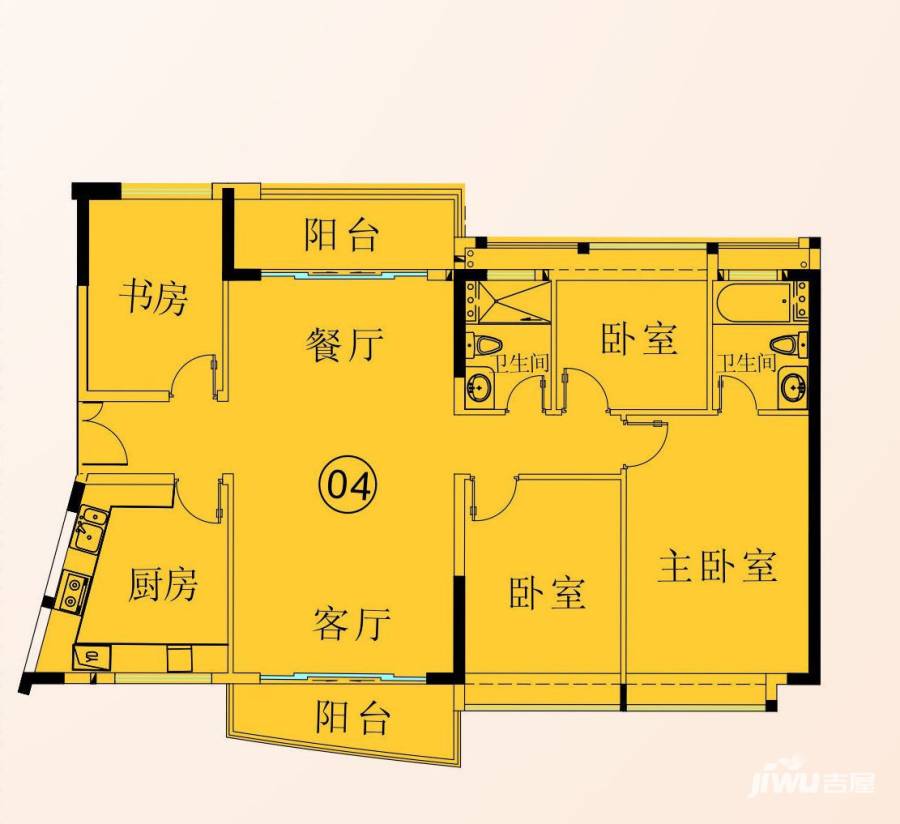 庄士映蝶蓝湾4室2厅2卫138㎡户型图