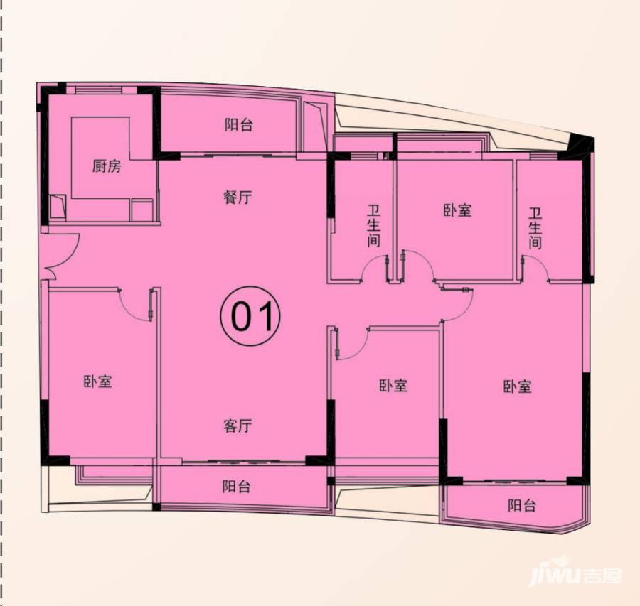 庄士映蝶蓝湾4室2厅2卫154㎡户型图