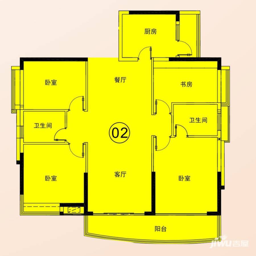 庄士映蝶蓝湾4室2厅2卫148㎡户型图