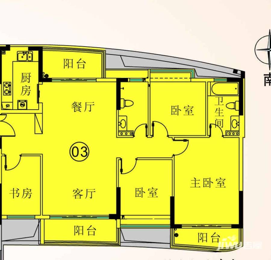 庄士映蝶蓝湾4室2厅2卫128㎡户型图