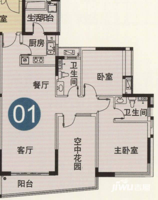 庄士映蝶蓝湾普通住宅98㎡户型图