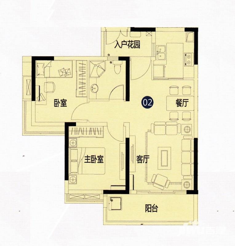 中国铁建荔湾国际城普通住宅82㎡户型图