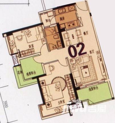 时代南湾普通住宅96.2㎡户型图