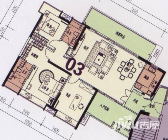 时代南湾3室2厅2卫145.2㎡户型图