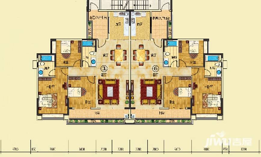 珠光流溪御景户型图 森语大街1,2,6,7栋01,06户型 135㎡