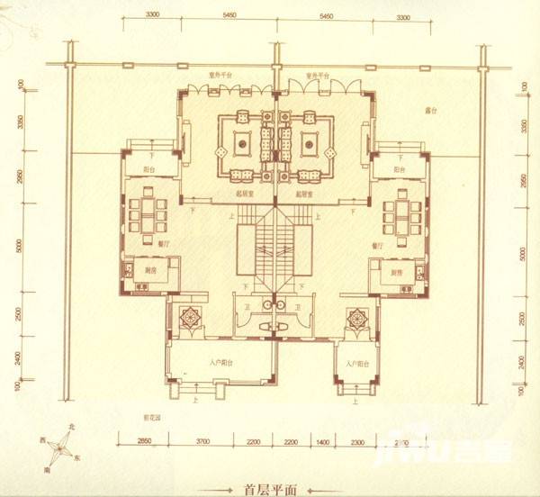 珠光流溪御景戶型圖 溪岸雙聯排美墅首層 415㎡