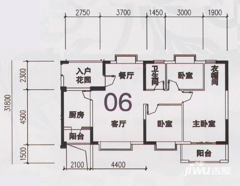 翡翠蓝湾普通住宅97㎡户型图