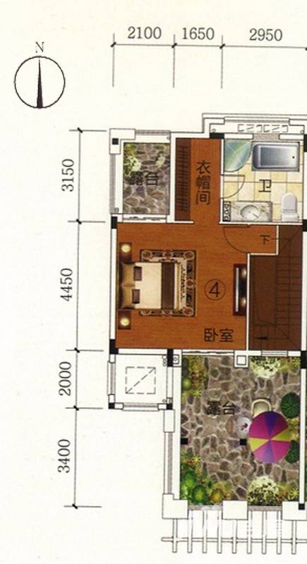 富力金港城5室2厅0卫185㎡户型图