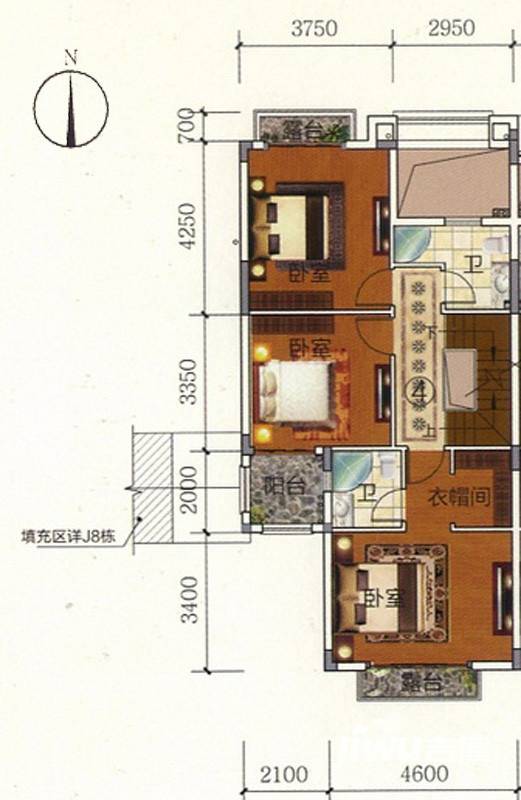 富力金港城5室2厅0卫185㎡户型图