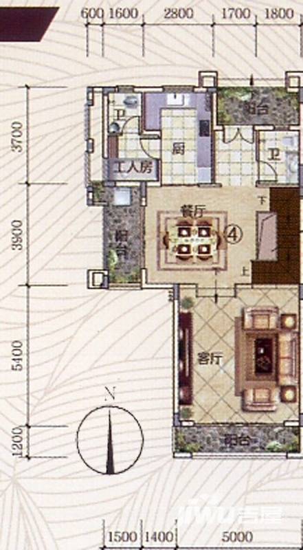 富力金港城5室3厅0卫223㎡户型图