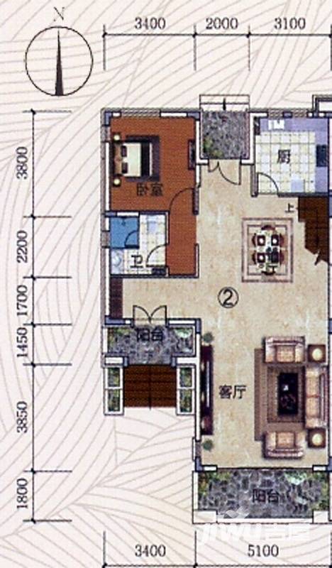 富力金港城普通住宅207㎡户型图