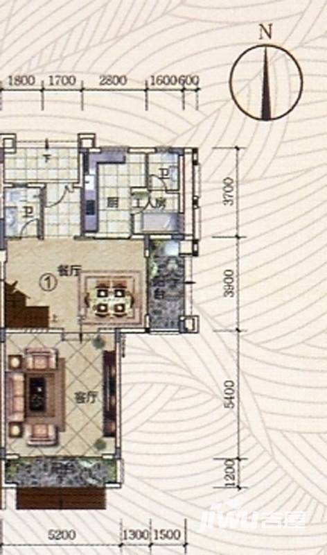 富力金港城5室3厅0卫185㎡户型图