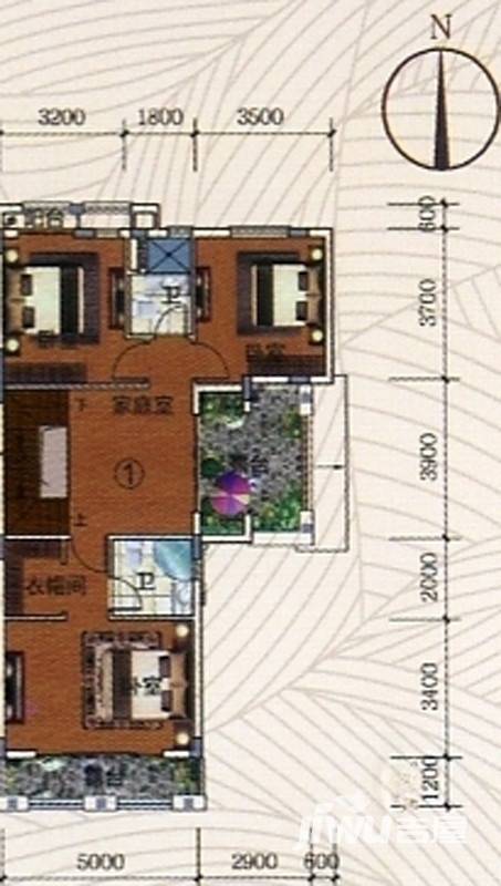 富力金港城5室3厅0卫185㎡户型图