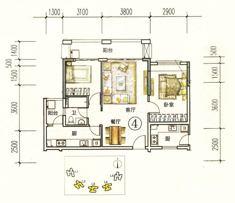 富力金港城普通住宅81㎡户型图