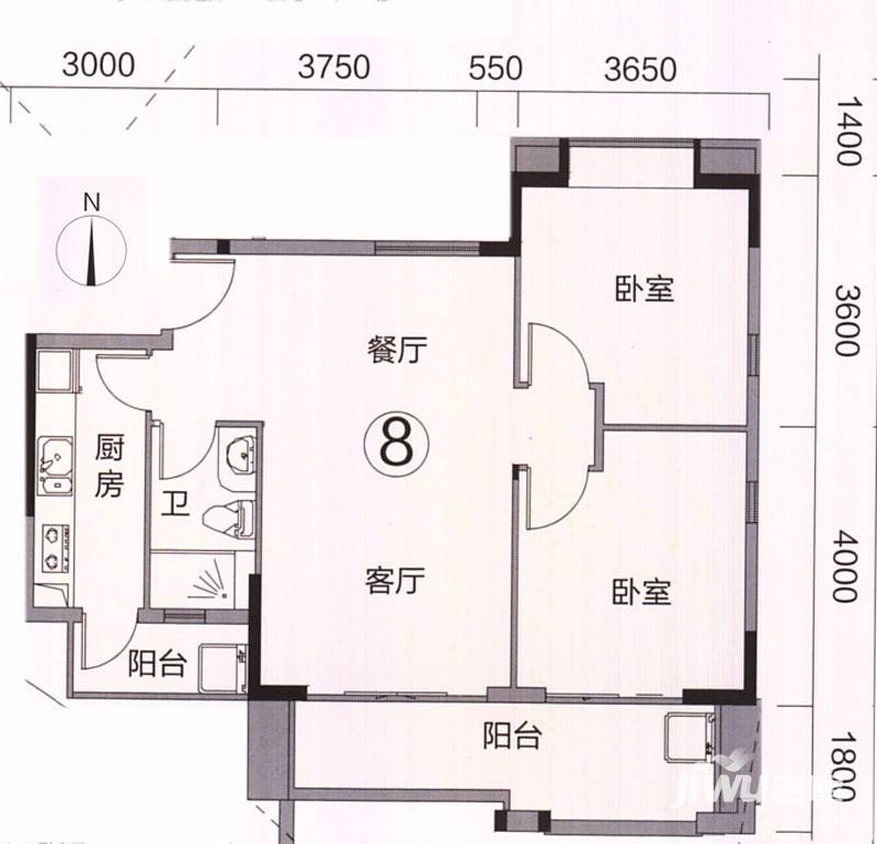 富力金港城普通住宅83㎡户型图