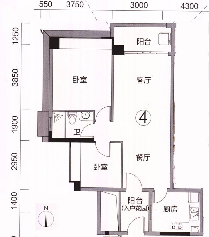 富力金港城普通住宅82㎡户型图