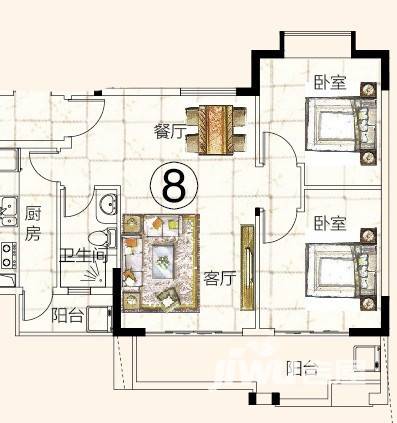 富力金港城普通住宅83.3㎡户型图