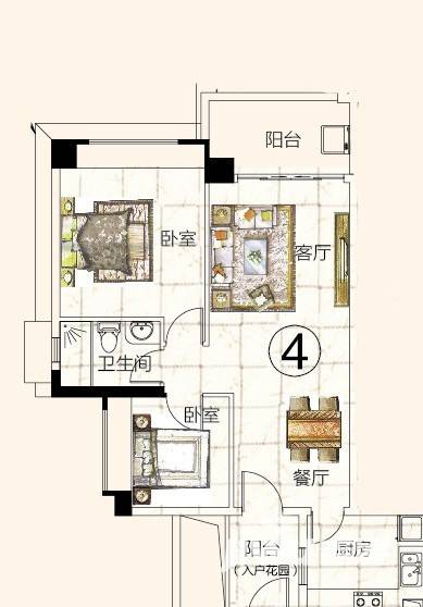 富力金港城普通住宅82.3㎡户型图