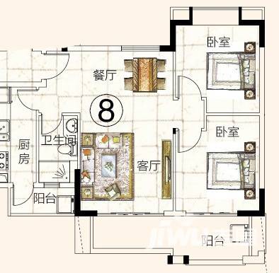 富力金港城普通住宅83.3㎡户型图