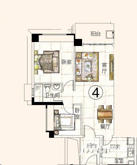 富力金港城普通住宅81.9㎡户型图