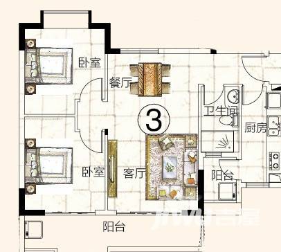 富力金港城普通住宅84.4㎡户型图