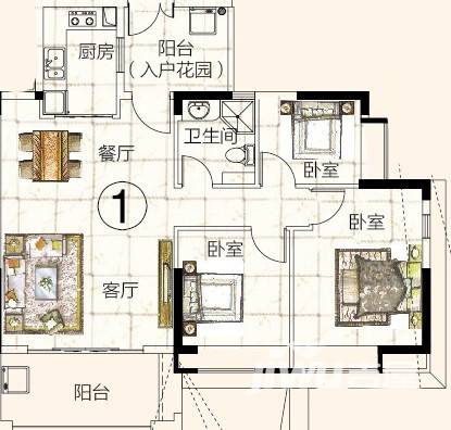 富力金港城普通住宅99.3㎡户型图