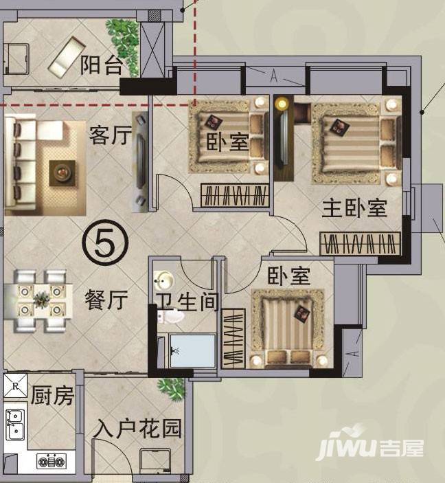 富力金港城普通住宅95㎡户型图