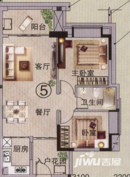 富力金港城普通住宅80㎡户型图