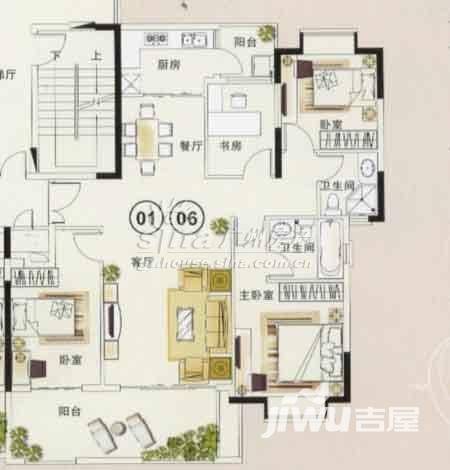 富力金港城普通住宅106㎡户型图