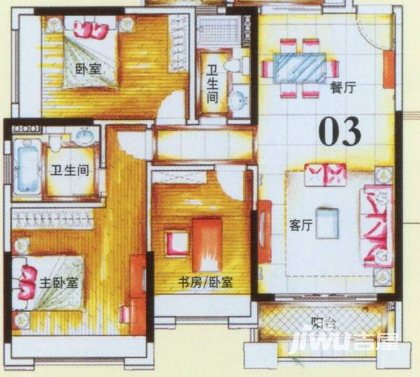 锦绣半岛3室2厅2卫113.3㎡户型图