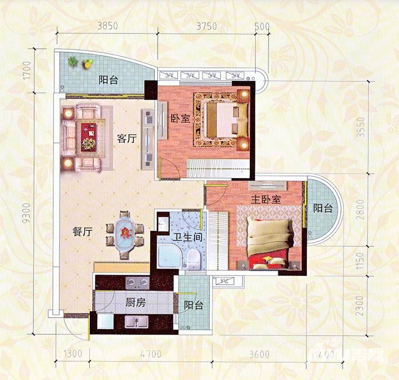 雅宝新城普通住宅93.9㎡户型图