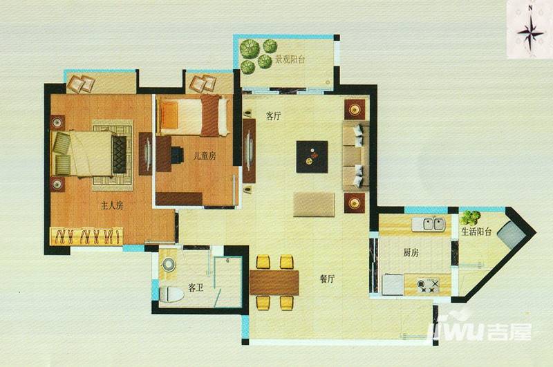 岭南新世界普通住宅80㎡户型图