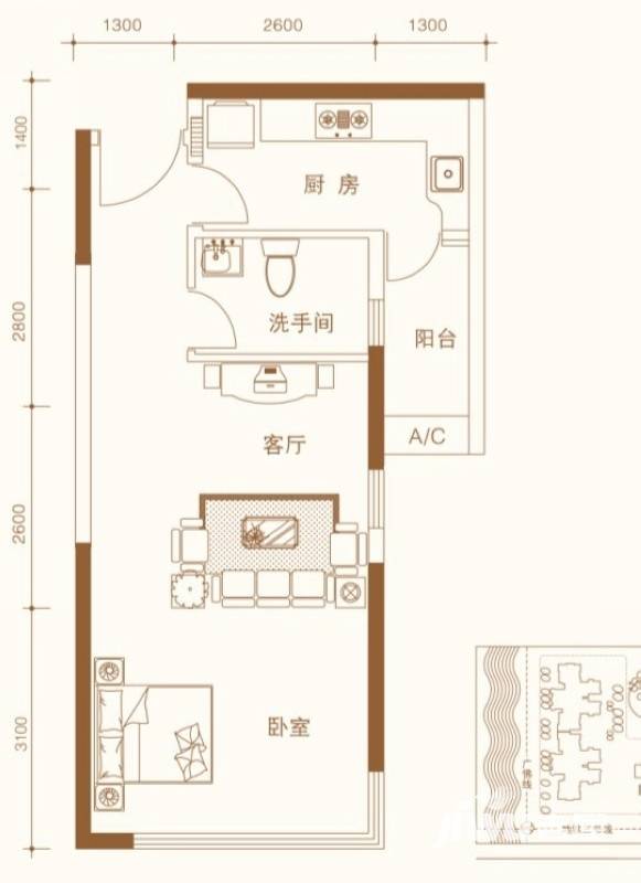 罗马家园普通住宅48㎡户型图