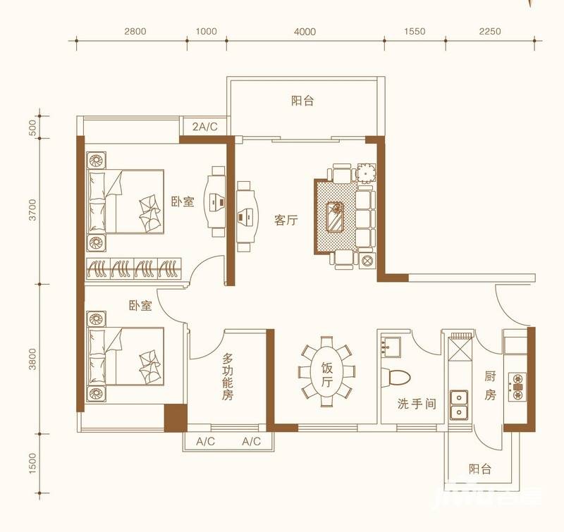 罗马家园普通住宅92㎡户型图