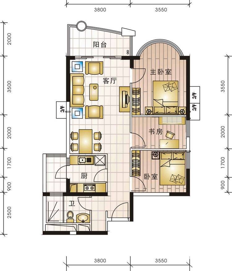 罗马家园普通住宅91㎡户型图