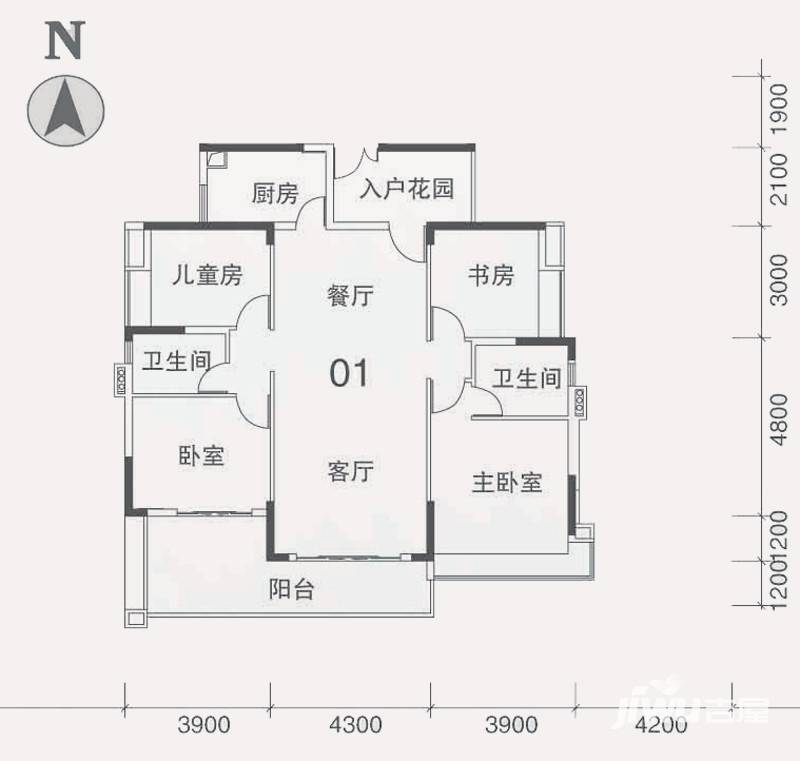 越秀·滨海珺城4室2厅2卫137.5㎡户型图