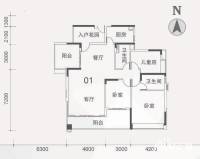 越秀·滨海珺城3室2厅2卫136.5㎡户型图