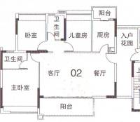越秀·滨海珺城3室2厅2卫户型图