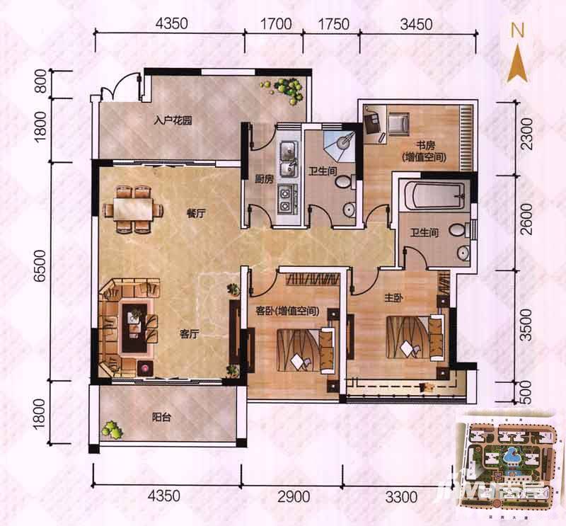 深航御花园普通住宅98㎡户型图