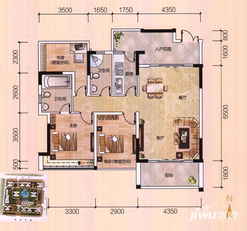 深航御花园普通住宅99㎡户型图